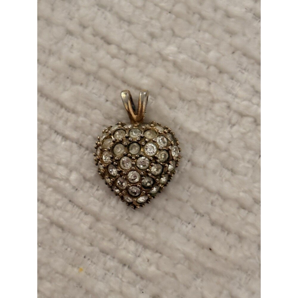 ROMAN Heart Pendant covered in clear Rhinestones - Gold Tone  Pendant